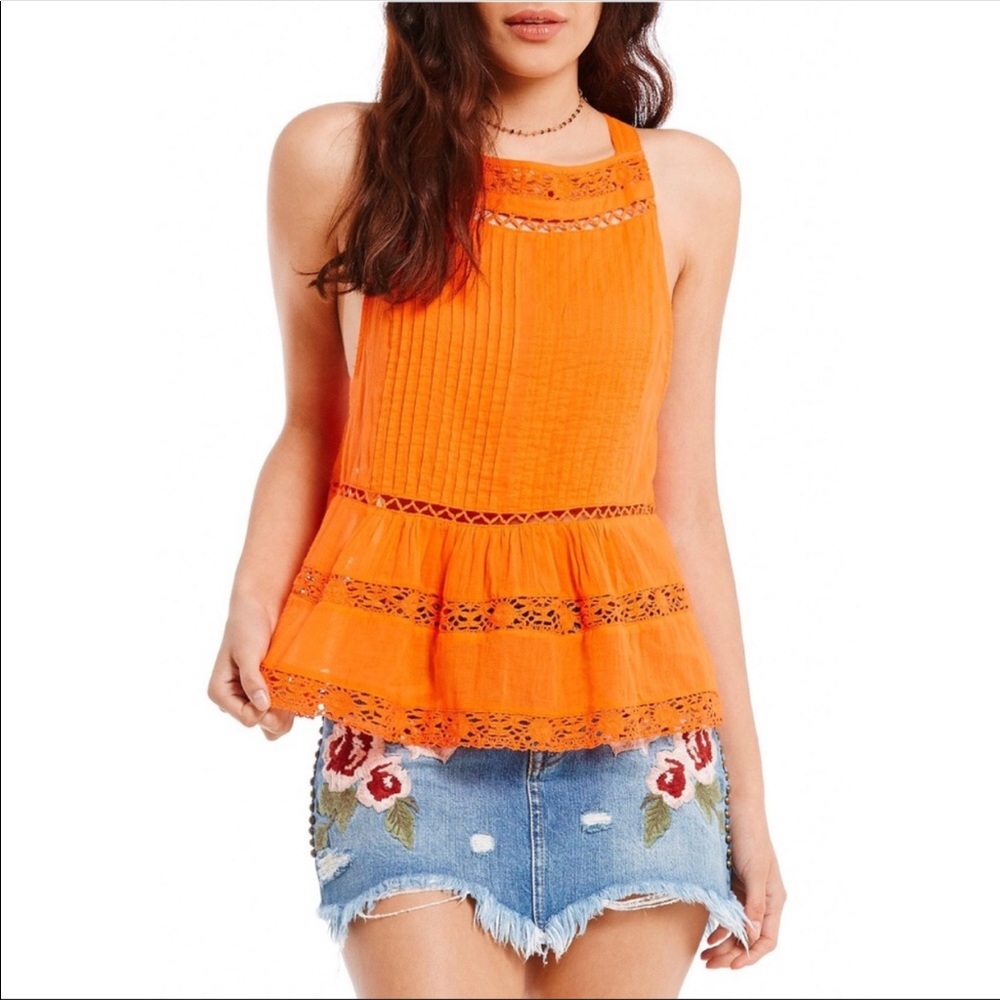 NEW Free People Crush Top Crochet Hem Size Large - Picture 4 of 8